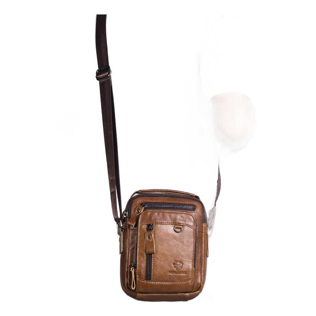 Pochette homme messager en cuir pour le travail et le voyage 3 Pochette homme messager en cuir pour le travail et le voyage, vue de face