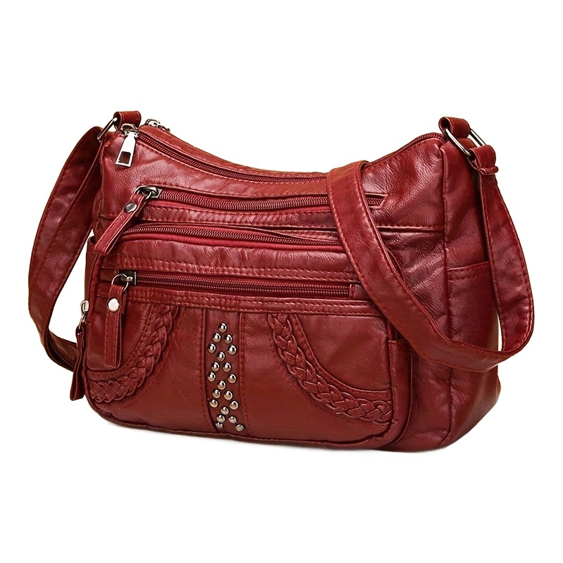 Pochette homme multipoches en cuir PU souple 2 Pochette homme multipoches en cuir PU souple, vue de trois quarts