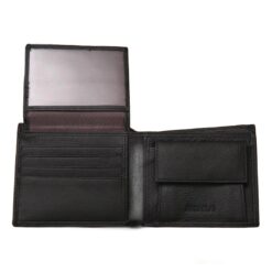 Portefeuille homme court classique, cuir de vache ou simili, vue de trois quarts