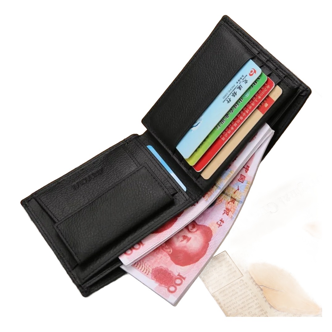 Portefeuille homme court classique, cuir de vache ou simili 3 Portefeuille homme court classique, cuir de vache ou simili, vue de face