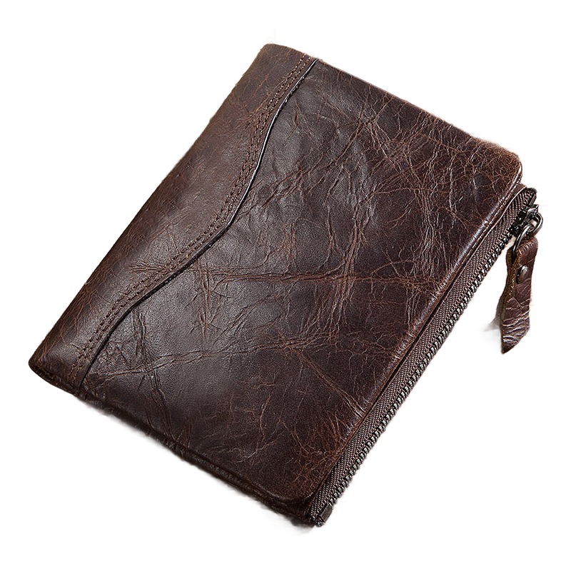 Portefeuille homme court en cuir veritable a poche zippee 1 Portefeuille homme court en cuir veritable a poche zippee, vue principale