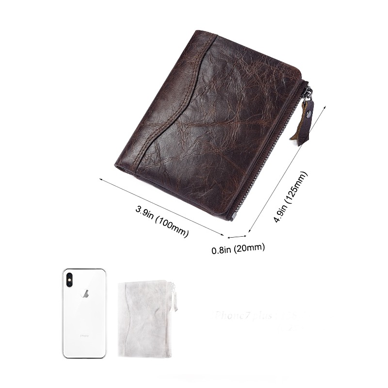 Portefeuille homme court en cuir veritable a poche zippee 3 Portefeuille homme court en cuir veritable a poche zippee, vue de face