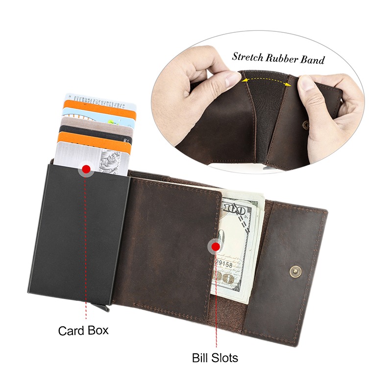 Portefeuille homme cuir crazy horse, porte-cartes à éjection 3 Portefeuille homme cuir crazy horse, porte-cartes à éjection, vue de face