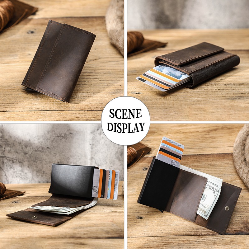 Portefeuille homme cuir crazy horse, porte-cartes à éjection 6 Portefeuille homme cuir crazy horse, porte-cartes à éjection, vue de profil
