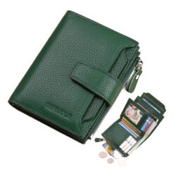 Portefeuille homme cuir de vachette à trois volets, blindage RFID, vue de trois quarts