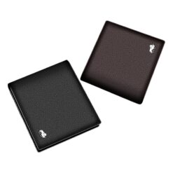 Portefeuille homme cuir de vachette RFID, deux volets, vue de trois quarts