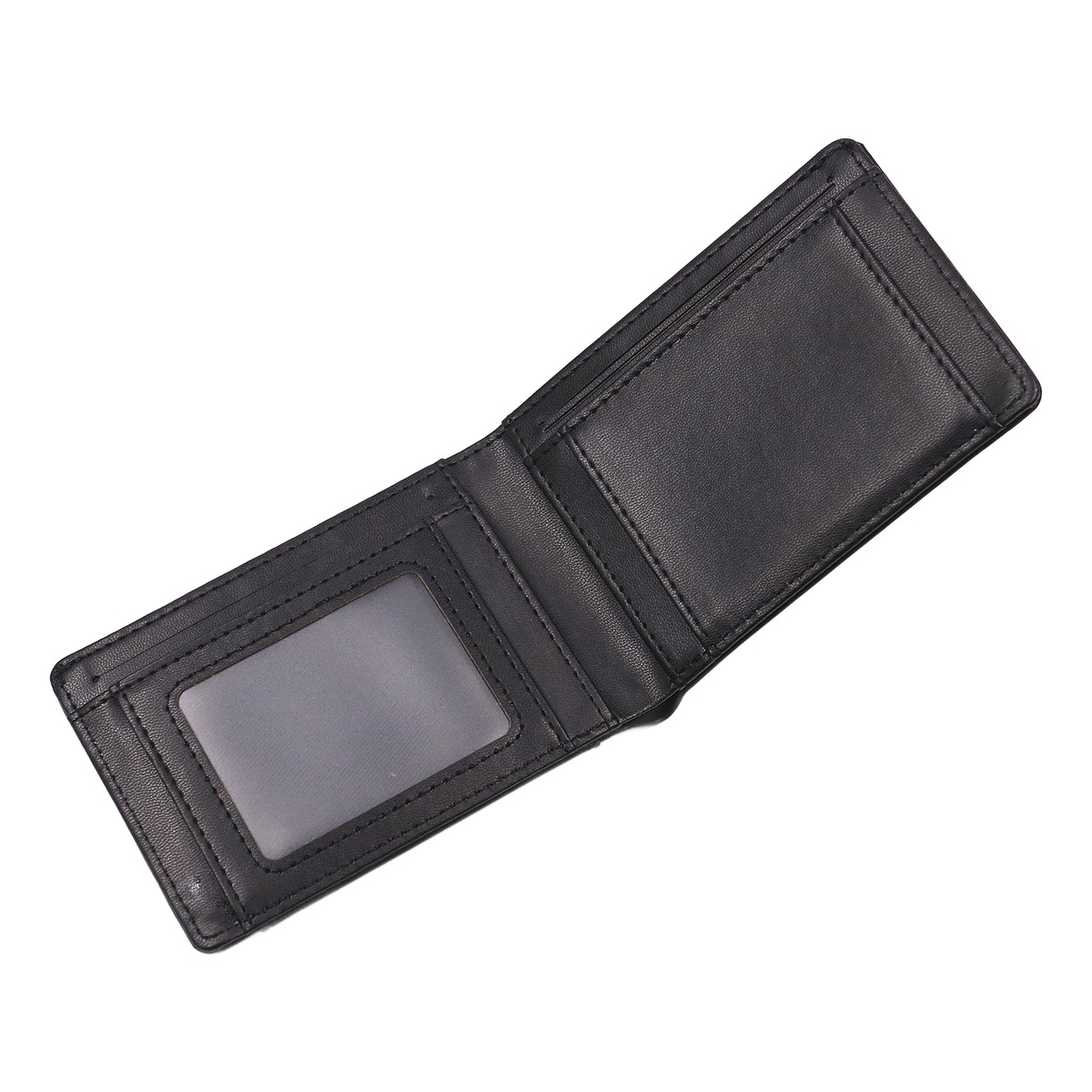 Portefeuille homme deux volets en cuir PU, fenêtre identité 1 Portefeuille homme deux volets en cuir PU, fenêtre identité, vue principale
