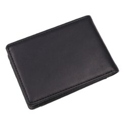 Portefeuille homme deux volets en cuir PU, fenêtre identité, vue de trois quarts