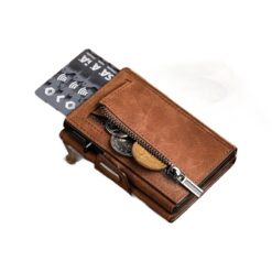 Portefeuille homme en cuir à cartes éjectables et porte-monnaie zippé, vue principale