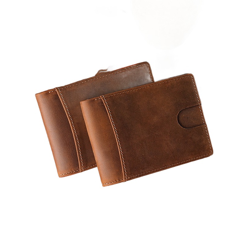 Portefeuille homme en cuir cire avec blocage sans contact 3 Portefeuille homme en cuir cire avec blocage sans contact, vue de face