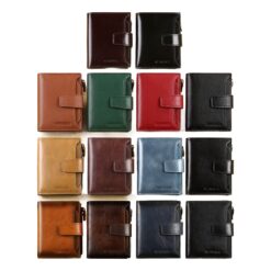Portefeuille homme en cuir de vache avec blocage RFID, 2 volets, vue de trois quarts