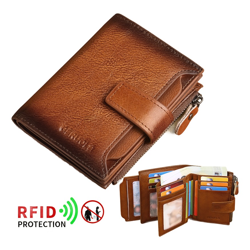 Portefeuille homme en cuir de vache avec blocage RFID, 2 volets 3 Portefeuille homme en cuir de vache avec blocage RFID, 2 volets, vue de face