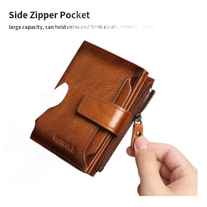 Portefeuille homme en cuir de vache avec blocage RFID, 2 volets 5 Portefeuille homme en cuir de vache avec blocage RFID, 2 volets, vue arriere