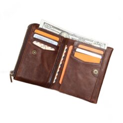 Portefeuille homme en cuir de vache, format court, poche zippée, vue principale