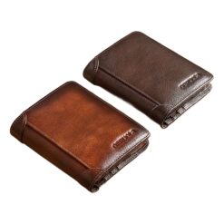 Portefeuille homme en cuir de vache RFID, deux pliages, vue principale