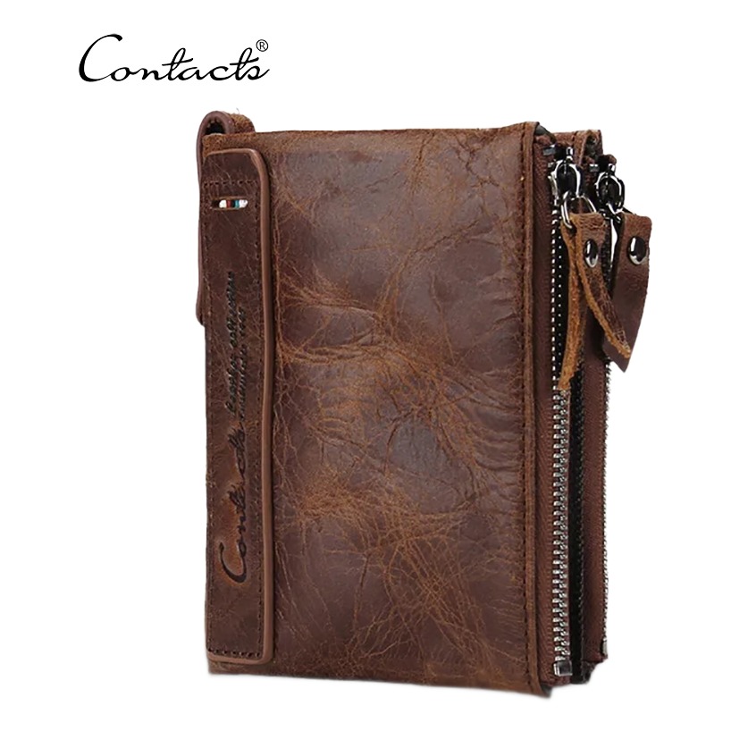 Portefeuille homme en cuir de vachette a finition ciree 2 Portefeuille homme en cuir de vachette a finition ciree, vue de trois quarts