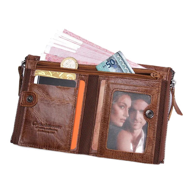 Portefeuille homme en cuir de vachette a finition ciree 3 Portefeuille homme en cuir de vachette a finition ciree, vue de face