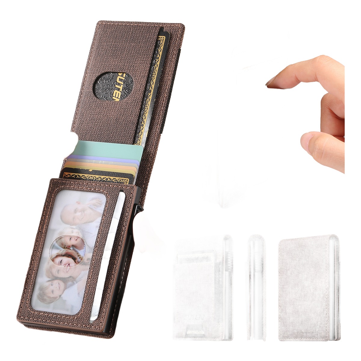 Portefeuille homme en cuir PU avec fentes a cartes et monnaie 3 Portefeuille homme en cuir PU avec fentes a cartes et monnaie, vue de face