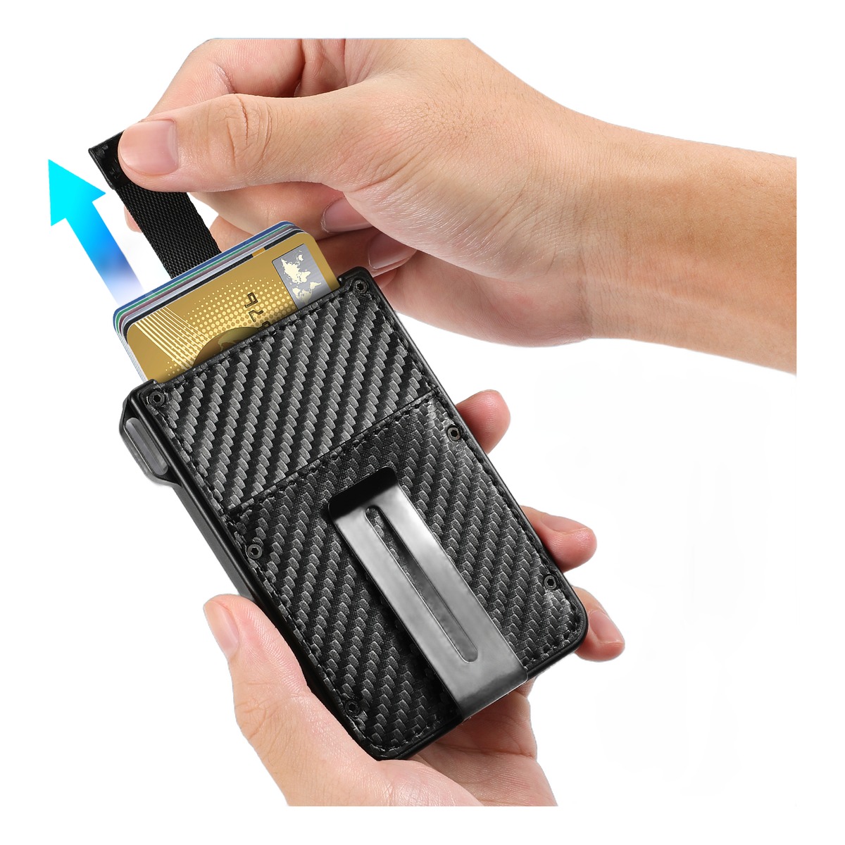 Portefeuille homme en fibre de carbone, porte-cartes RFID 1 Portefeuille homme en fibre de carbone, porte-cartes RFID, vue principale