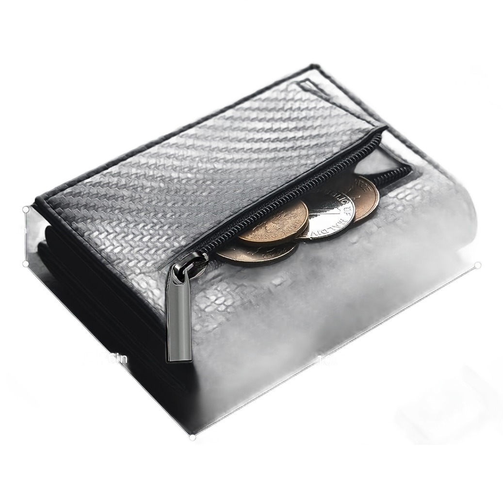 Portefeuille homme façon carbone à cartes éjectables et zip monnaie 3 Portefeuille homme façon carbone à cartes éjectables et zip monnaie, vue de face
