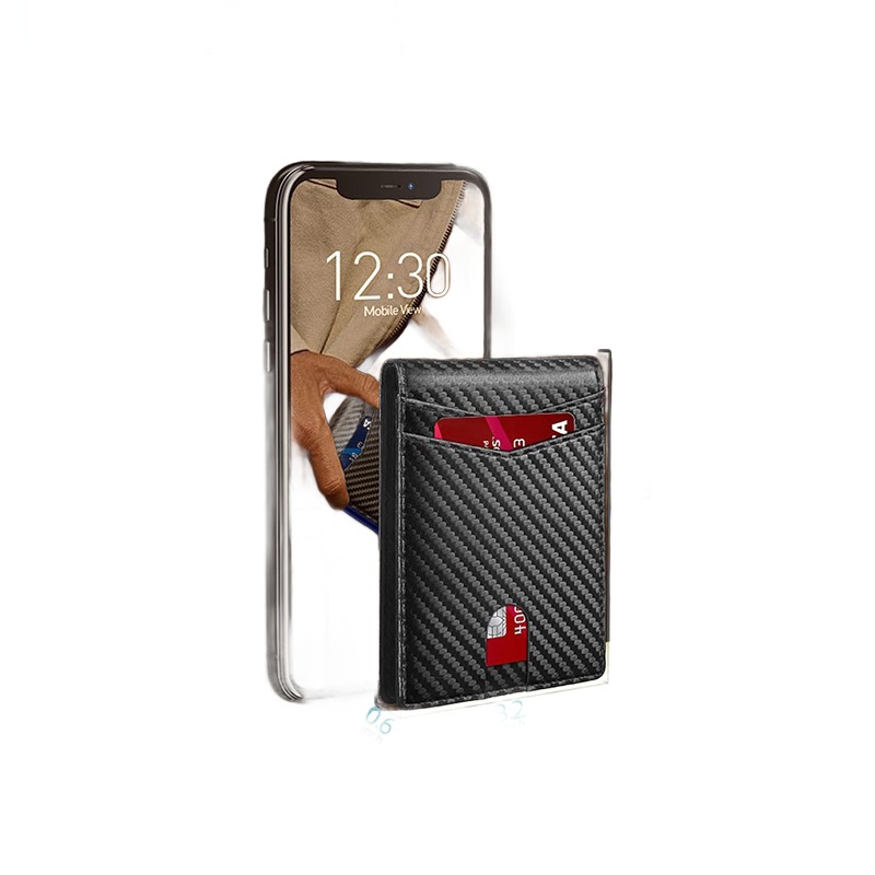 Portefeuille homme fin en cuir PU motif carbone, anti-RFID 4 Portefeuille homme fin en cuir PU motif carbone, anti-RFID, detail