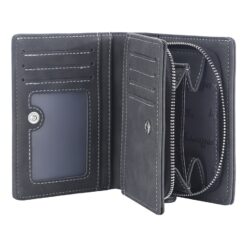 Portefeuille homme format court en cuir PU, vue de trois quarts