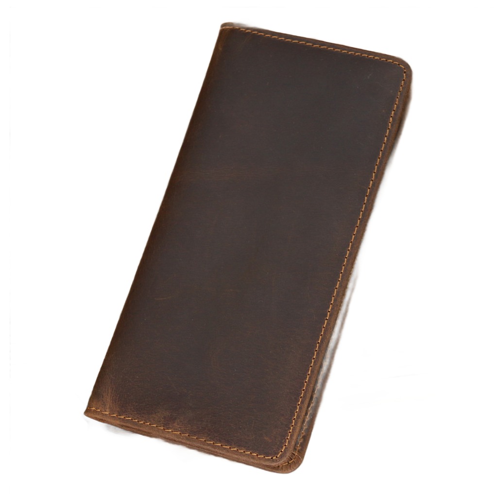 Portefeuille homme long en cuir de vache, format veste 2 Portefeuille homme long en cuir de vache, format veste, vue de trois quarts