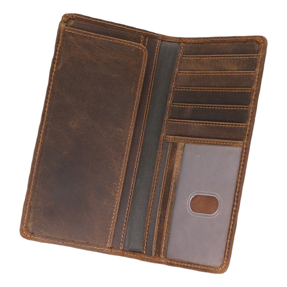Portefeuille homme long en cuir de vache, format veste 3 Portefeuille homme long en cuir de vache, format veste, vue de face