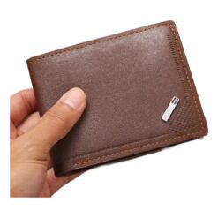 Portefeuille homme mince et pliable en simili cuir brun, vue principale
