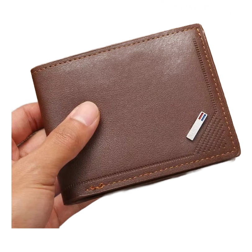 Portefeuille homme mince et pliable en simili cuir brun 1 Portefeuille homme mince et pliable en simili cuir brun, vue principale