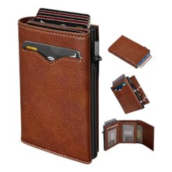 Portefeuille homme porte-cartes à éjection en cuir PU, RFID, vue principale