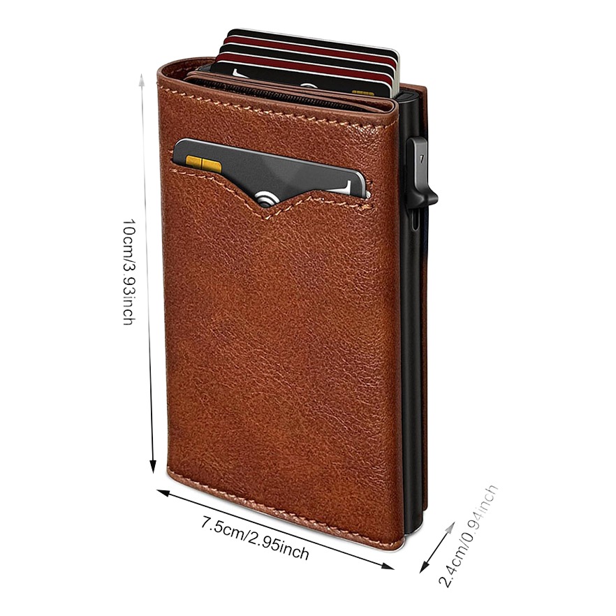 Portefeuille homme porte-cartes à éjection en cuir PU, RFID 2 Portefeuille homme porte-cartes à éjection en cuir PU, RFID, vue de trois quarts