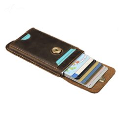 Portefeuille homme porte-cartes en cuir, blocage RFID, vue de trois quarts
