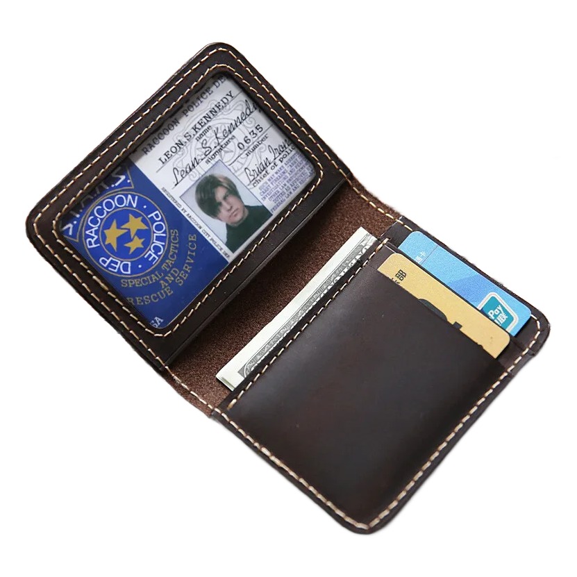 Portefeuille homme porte-cartes en cuir Crazy Horse avec fenêtre 3 Portefeuille homme porte-cartes en cuir Crazy Horse avec fenêtre, vue de face
