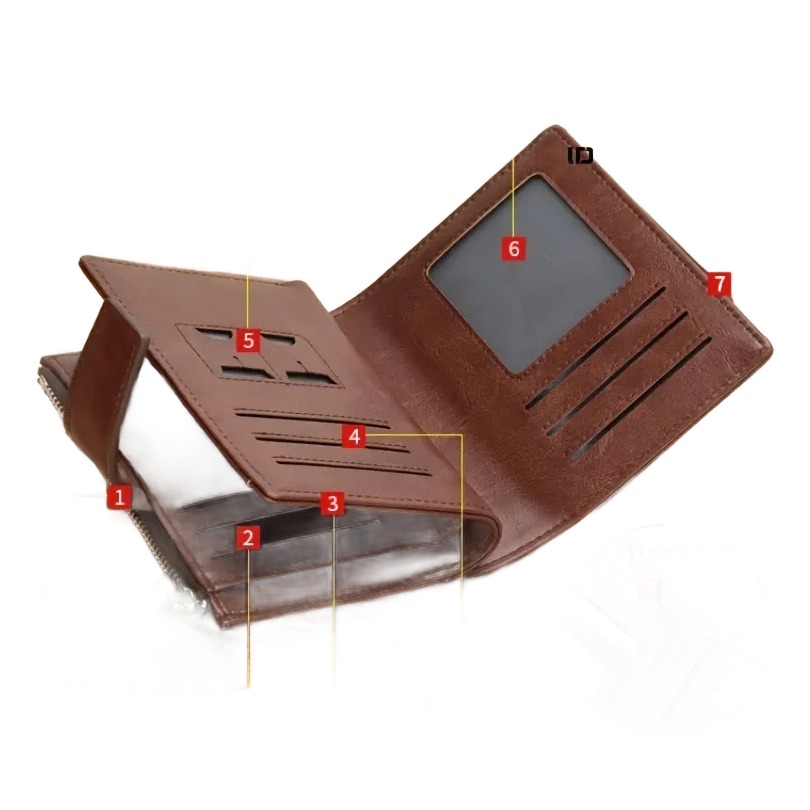 Portefeuille homme RFID zippé en simili cuir, patte et fenêtre 4 Portefeuille homme RFID zippé en simili cuir, patte et fenêtre, detail