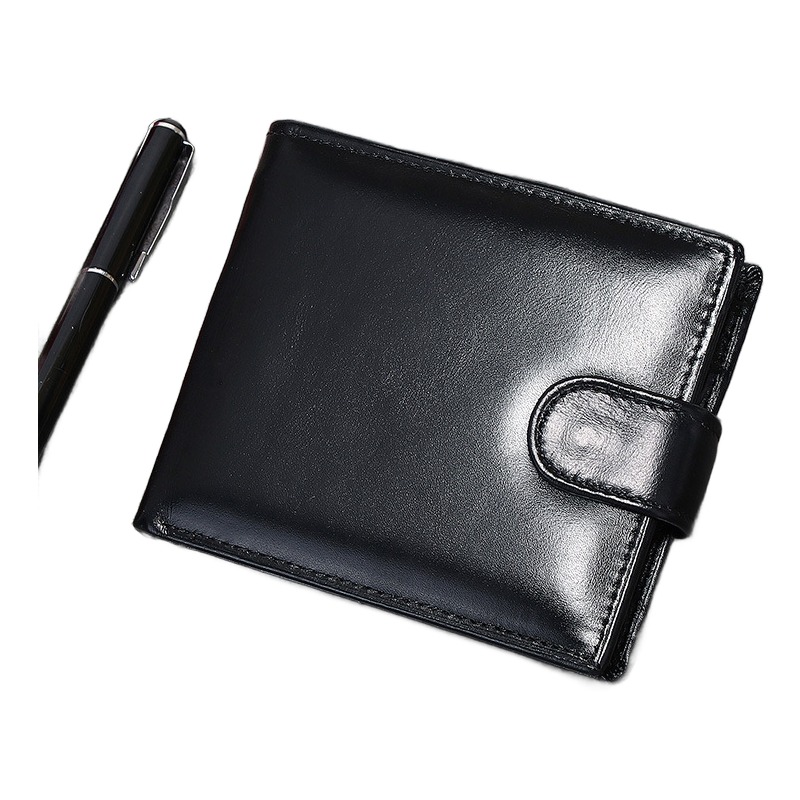 Portefeuille homme trois volets en cuir de vache noir, poche à monnaie 1 Portefeuille homme trois volets en cuir de vache noir, poche à monnaie, vue principale