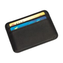 Portefeuille homme ultra fin en cuir de mouton, noir, vue principale
