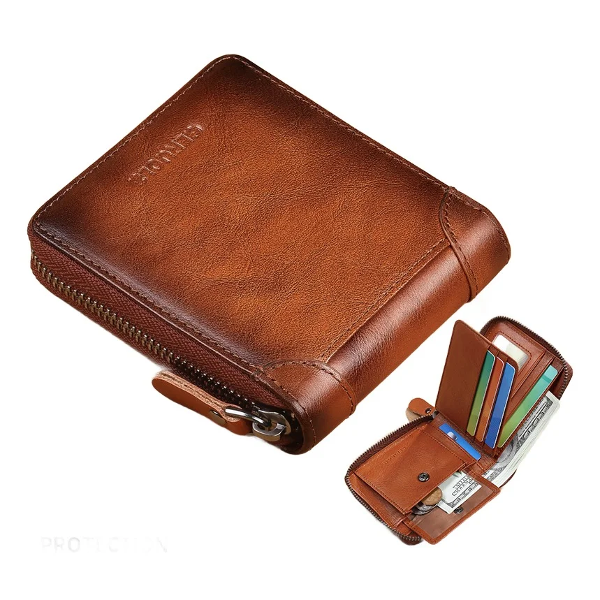 Portefeuille homme zippé en cuir véritable 1 Portefeuille homme zippé en cuir véritable, vue principale