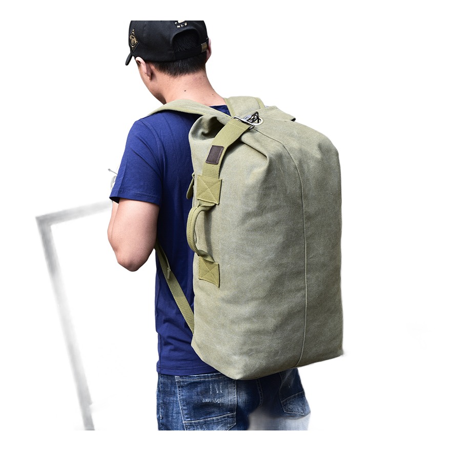 Sac de voyage homme en toile, sac marin porté au dos 5 Sac de voyage homme en toile, sac marin porté au dos, vue arriere