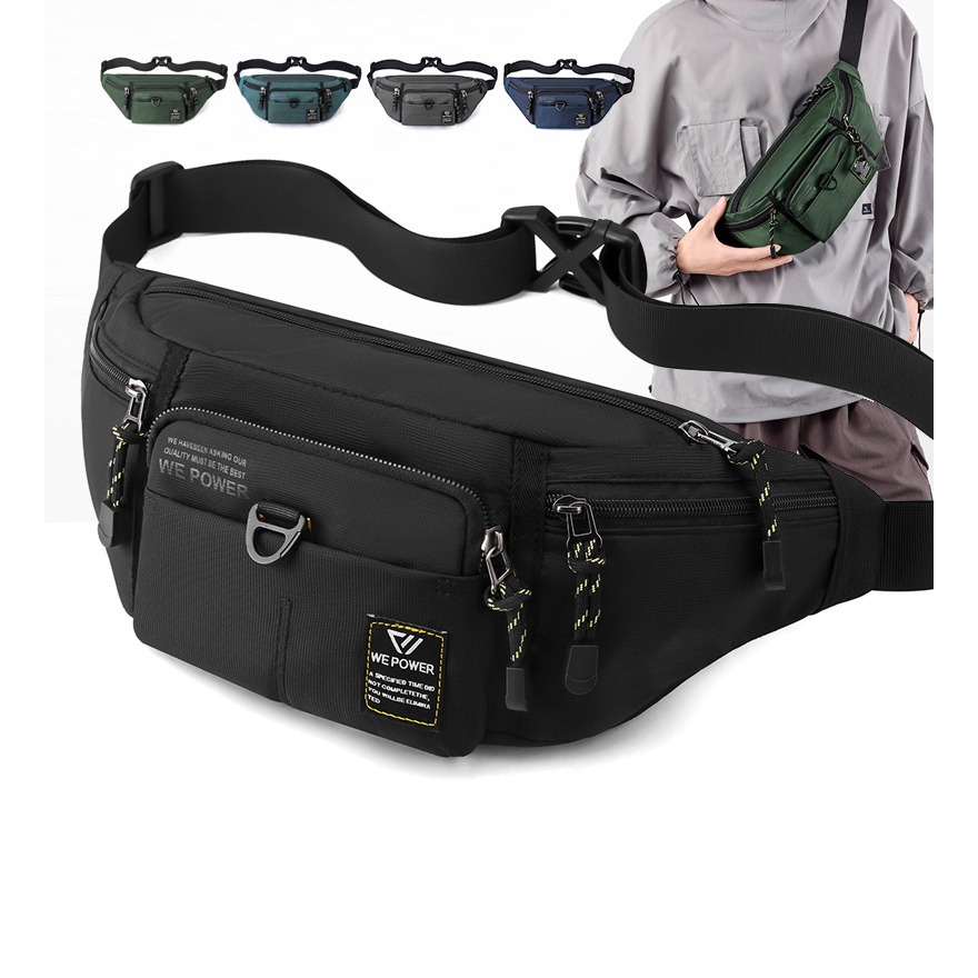 Sacoche banane pour homme en nylon, style militaire 6 Sacoche banane pour homme en nylon, style militaire, vue de profil