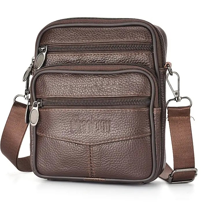 Sacoche bandoulière en cuir pour homme 1 Sacoche bandoulière en cuir pour homme, vue principale