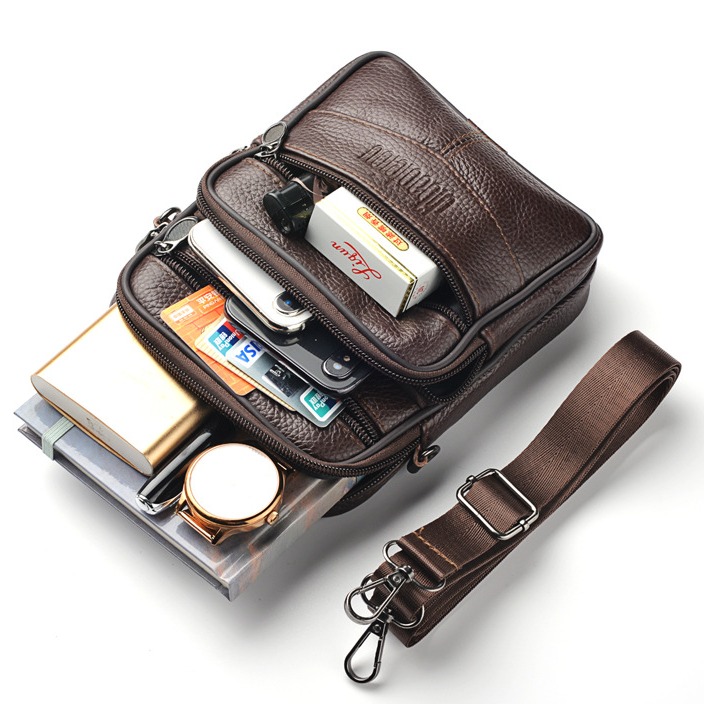 Sacoche bandoulière en cuir pour homme 3 Sacoche bandoulière en cuir pour homme, vue de face