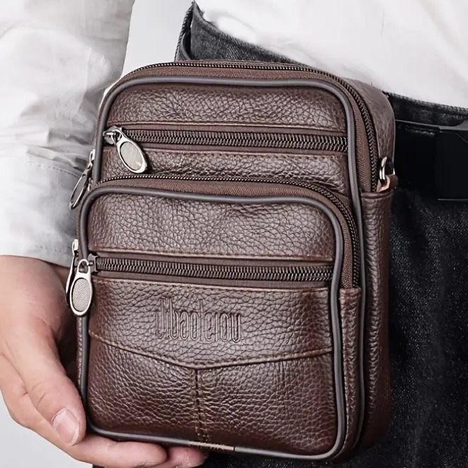 Sacoche bandoulière en cuir pour homme 5 Sacoche bandoulière en cuir pour homme, vue arriere
