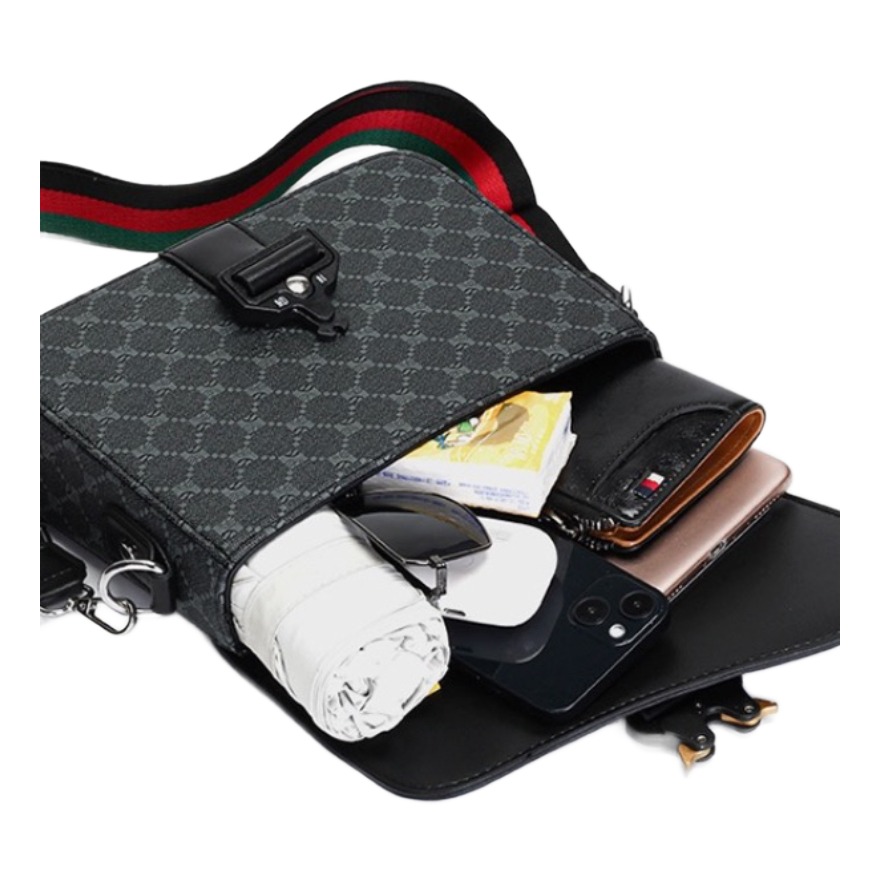Sacoche bandouliere homme a motif jacquard tisse 3 Sacoche bandouliere homme a motif jacquard tisse, vue de face