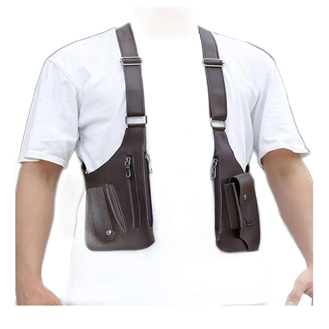 Sacoche bandouliere homme a poches multiples antivol 2 Sacoche bandouliere homme a poches multiples antivol, vue de trois quarts