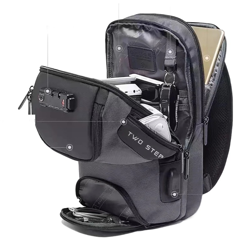 Sacoche bandouliere homme antivol avec port USB 1 Sacoche bandouliere homme antivol avec port USB, vue principale