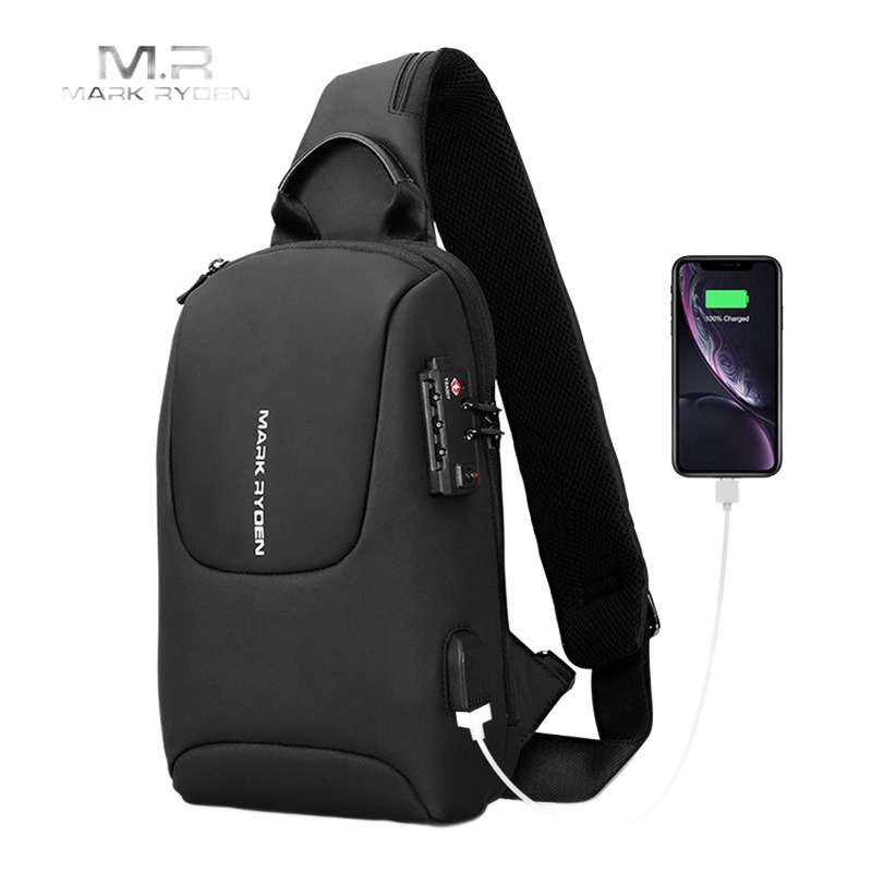 Sacoche bandoulière homme avec port USB et cadenas TSA 3 Sacoche bandoulière homme avec port USB et cadenas TSA, vue de face