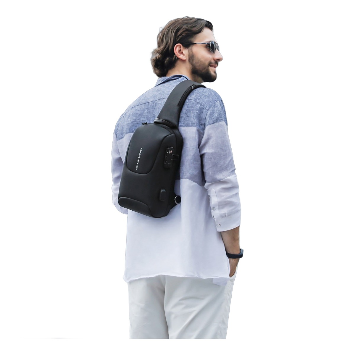 Sacoche bandoulière homme avec port USB et cadenas TSA 4 Sacoche bandoulière homme avec port USB et cadenas TSA, detail