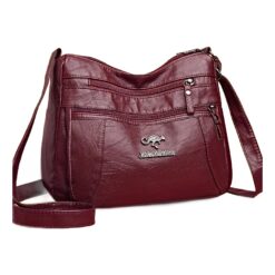 Sacoche bandoulière homme en cuir PU souple, poches zippées, vue de trois quarts