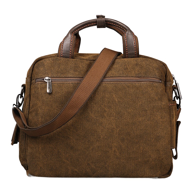 Sacoche bandoulière homme en toile, poignées et poches multiples 1 Sacoche bandoulière homme en toile, poignées et poches multiples, vue principale